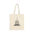 Defend Democracy canvas tote bag in natural 12oz cotton canvas, Capitol dome graphic