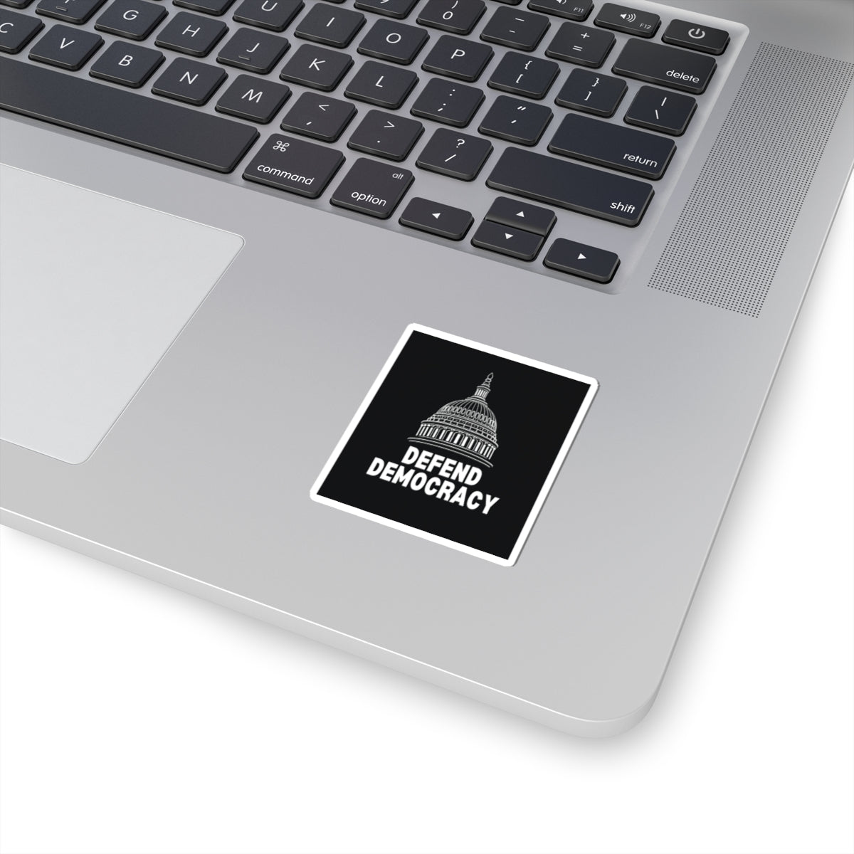 Defend Democracy — vinyl kiss-cut sticker with Capitol dome graphic, made to order in the USA